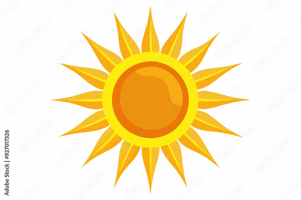 Cartoon Sun with Yellow Rays and Orange Center Cartoon Sun with Yellow Rays and Orange Center