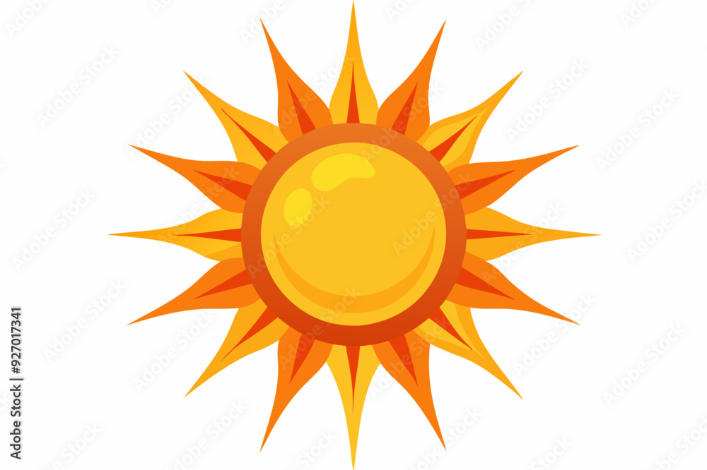 Cartoon depiction of a yellow sun with orange rays Cartoon depiction of a yellow sun with orange rays