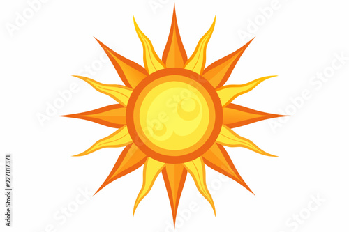 Cartoon Illustration of a Yellow Sun with Orange Rays