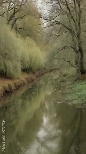 Olive Green with Muted Tones Reflecting the Fading Foliage of Late Autumn. Vertical. Wallpaper