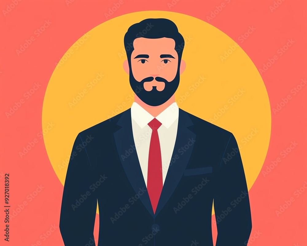 Portrait of a businessman with a beard wearing a suit and tie. Portrait of a businessman with a beard wearing a suit and tie.