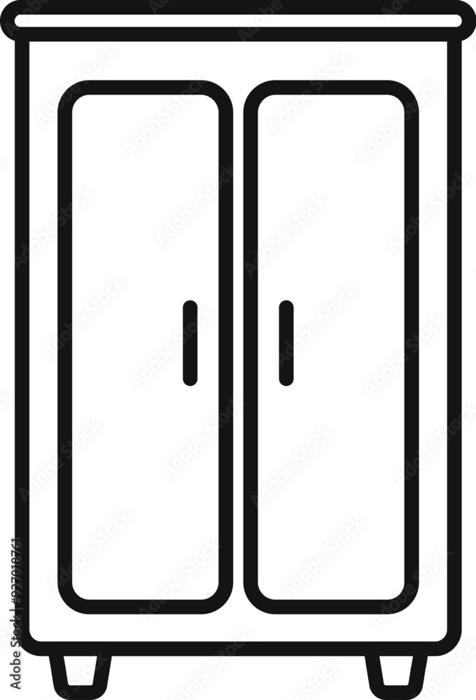 Simple black and white line art of a wardrobe, perfect for representing storage solutions Simple black and white line art of a wardrobe, perfect for representing storage solutions