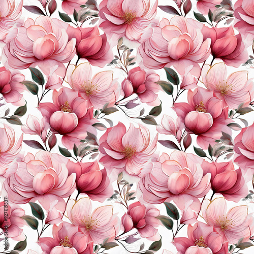 seamless pattern with pink roses