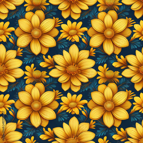 yellow flower seamless patterns design