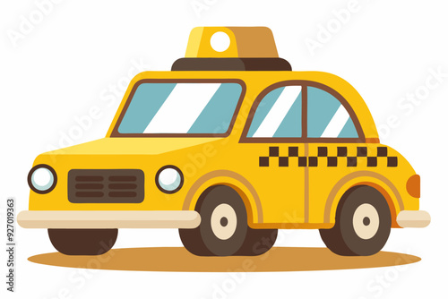 Yellow Taxi Cab with Checkered Design and Roof Light