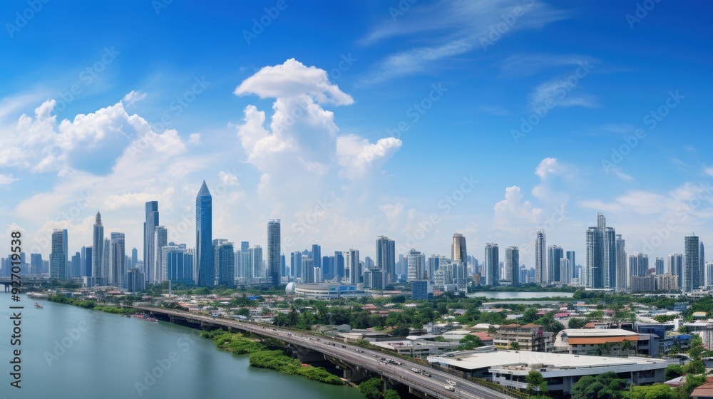 Naklejka premium beautiful , bangkok , city , landscape , professional photographer , blue skydfed002e0f91