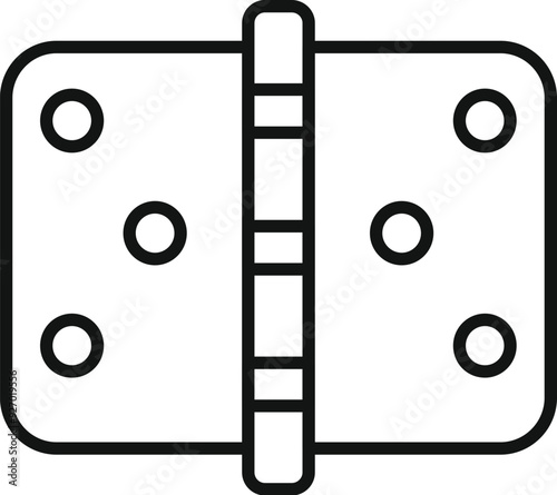 Black linear door hinge icon, simple silhouette of furniture hardware