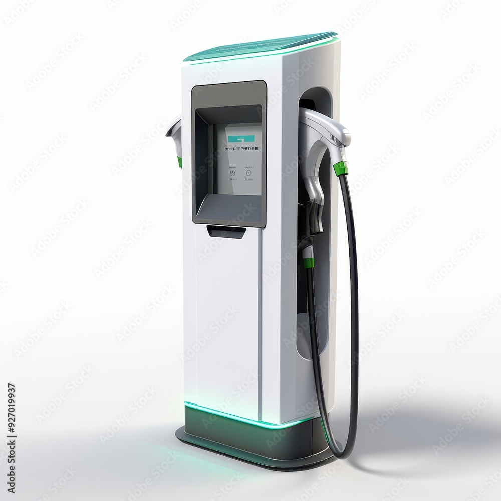ev charger model , white background , green , ev charger model , white background , green ,
