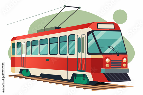 Red and White Tram on Train Tracks