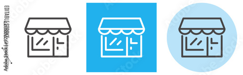 小売店｜ライン・アイコン　[線の編集可能]