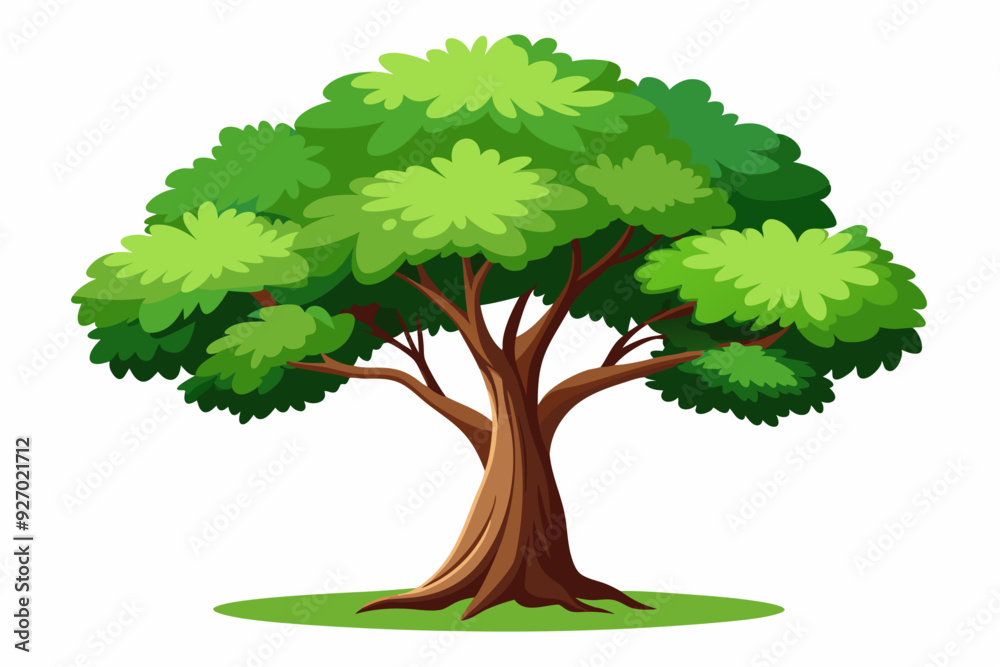 Fototapeta premium A Cartoon Illustration of a Green Tree with a Brown Trunk and a Green Base
