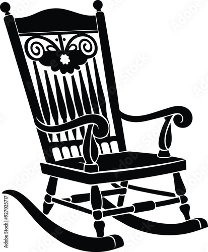 decorative rocking chair silhouette illustration