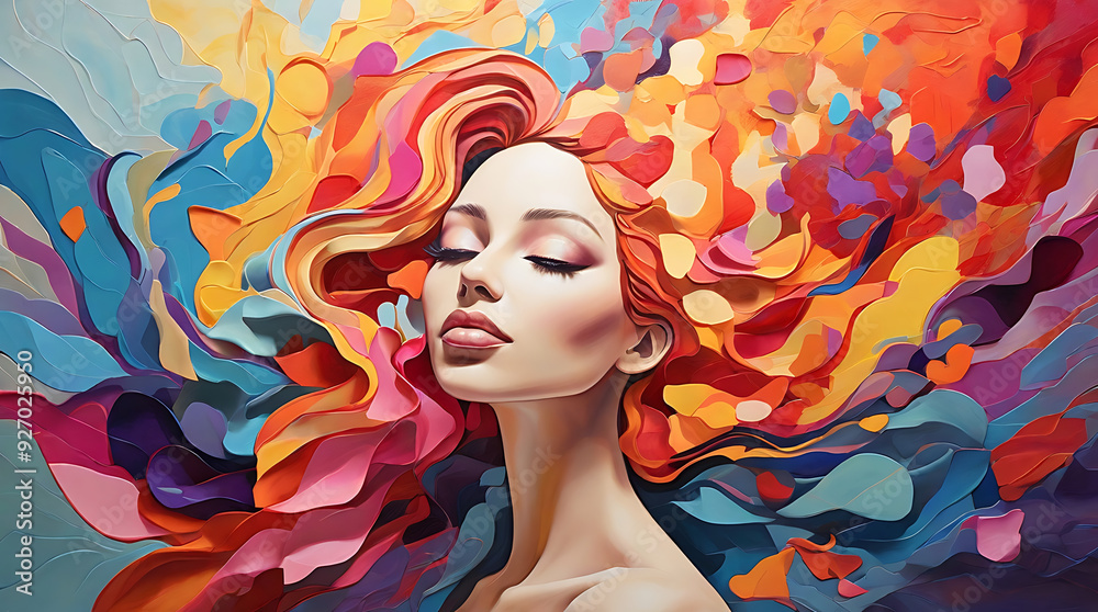 An abstract illustration of the process of emotional release and healing with dynamic forms. illustration using vibrant colors to convey the liberation of pent-up emotions.
