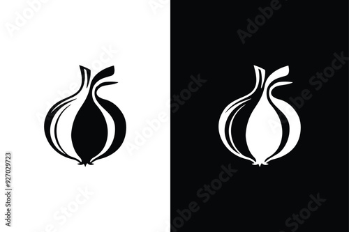 Black and white icon illustration of a whole onion. Onion Icon silhouette. vector symbol illustration.
