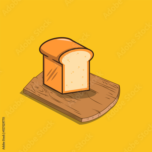 Bread on chopping board breakfast food illustration