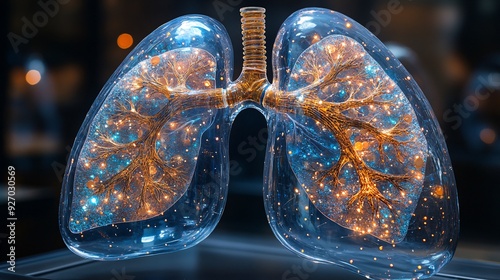 3D Lungs with Obstructive Sleep Apnea: A high-quality model showing the effects of obstructive sleep apnea on lung function during sleep.