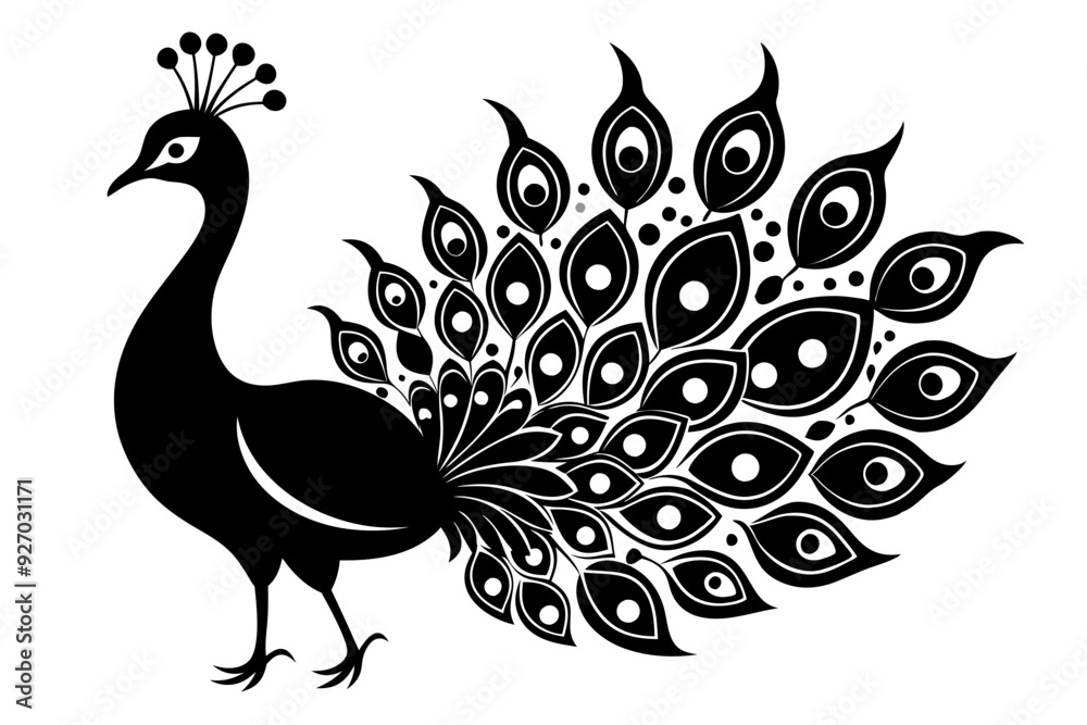 Fototapeta premium Peacock silhouette vector illustration