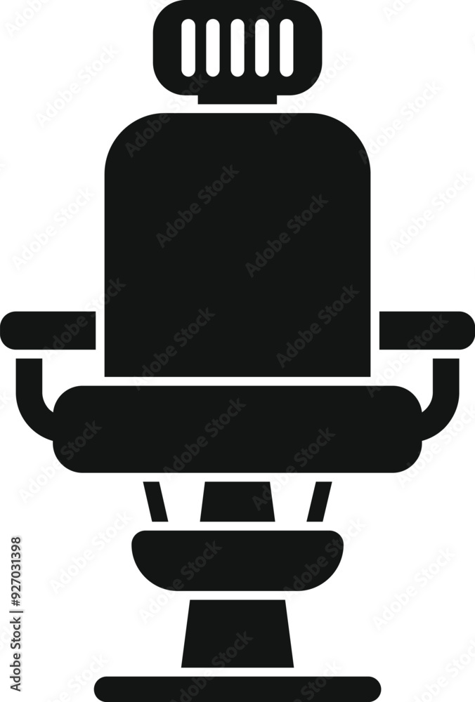 Simple black silhouette of a barber chair, perfect for representing hairdressing and styling Simple black silhouette of a barber chair, perfect for representing hairdressing and styling