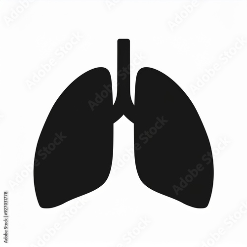 lung lungs black icon isolated on white