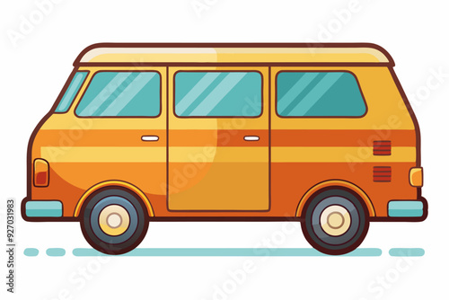 Orange Vintage Camper Van Illustration