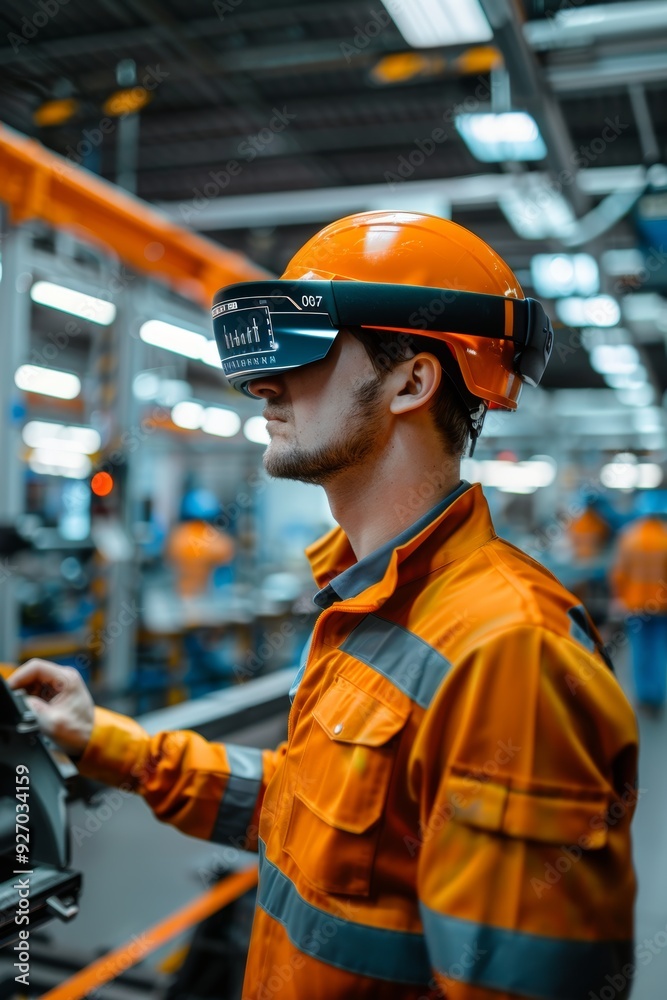 Engineer Using Augmented Reality Glasses in Modern Automobile Factory for Efficient Troubleshooting Engineer Using Augmented Reality Glasses in Modern Automobile Factory for Efficient Troubleshooting