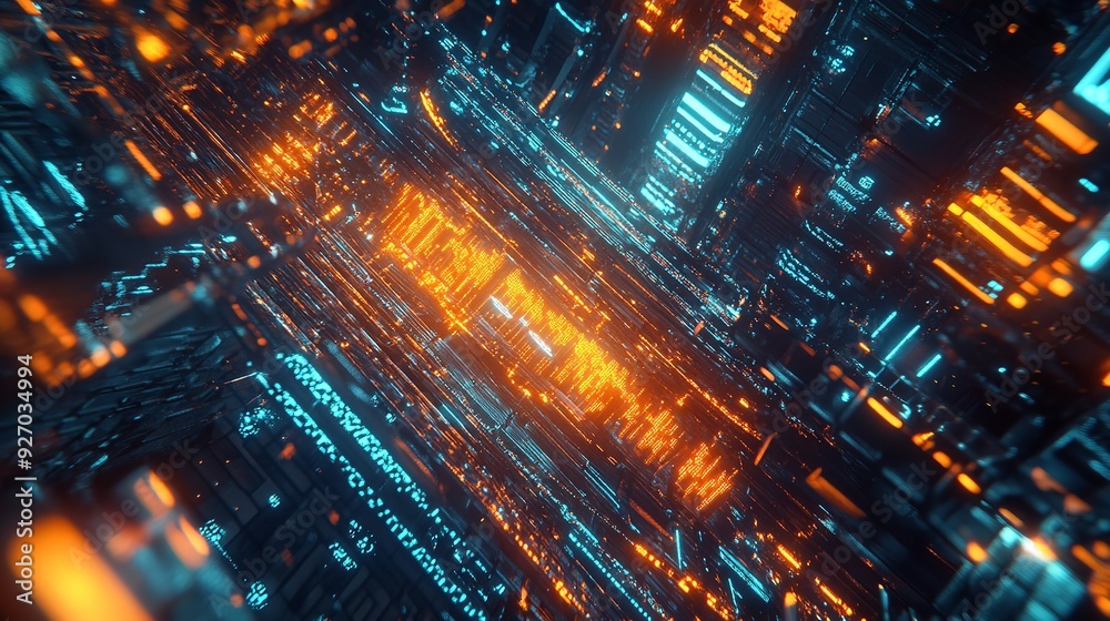 A mesmerizing image of a tunnel enhanced with dynamic light lines representing speed and future technology A mesmerizing image of a tunnel enhanced with dynamic light lines representing speed and future technology
