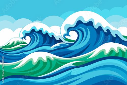 Stylized illustration of crashing ocean waves