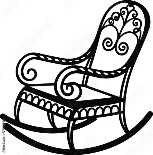 decorative rocking chair silhouette illustration