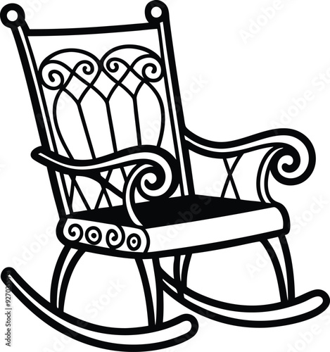 decorative rocking chair silhouette illustration