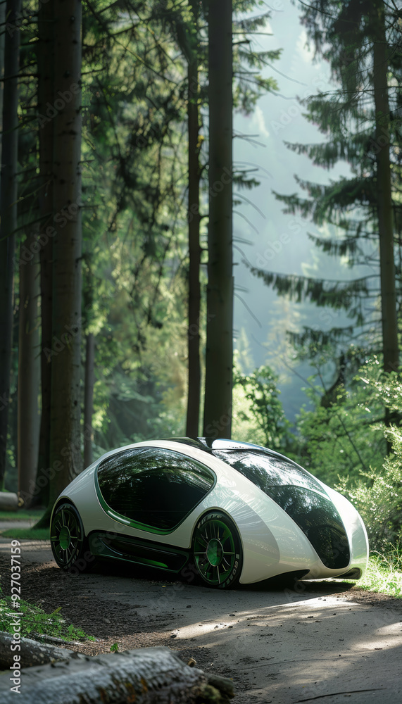 Eco-Friendly Hybrid Car with Sleek Design in a Serene Nature Park for Sustainable Travel Eco-Friendly Hybrid Car with Sleek Design in a Serene Nature Park for Sustainable Travel
