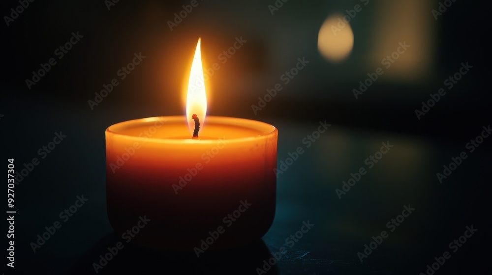 A beautiful candle burns softly, casting a warm glow in a serene environment, perfect for creating a calming atmosphere. A beautiful candle burns softly, casting a warm glow in a serene environment, perfect for creating a calming atmosphere.