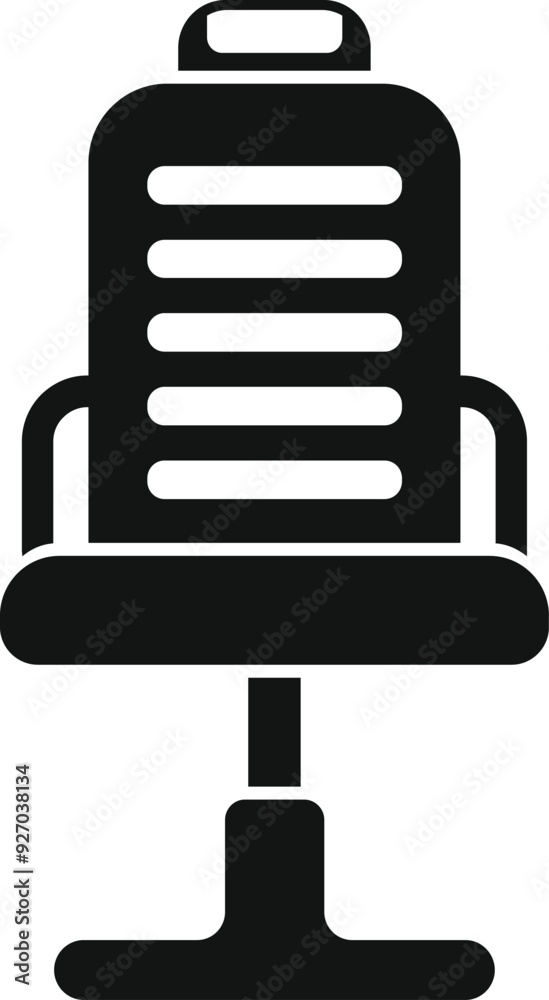 Black glyph office chair icon representing workplace furniture