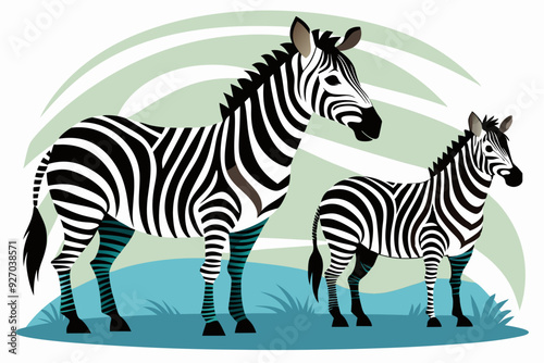 Two Zebras Standing in a Grassy Field