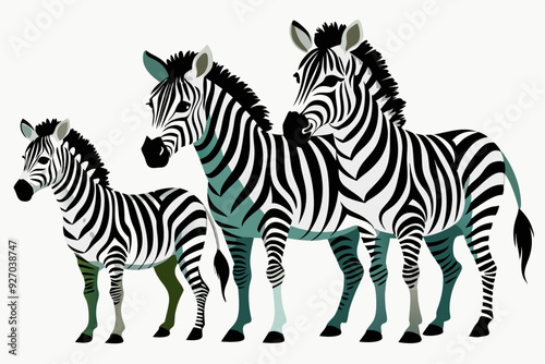 Three Zebras with Black and White Stripes