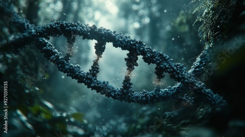 A DNA strand with subtle imagery of addiction, representing the genetic transmission of addictive predispositions photo