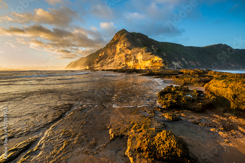 Gerickes Point Coastal Cliffs in sedgefield in the Garden Route magnificent weathered sandstone cliffs are the highest vegetated fossilised dunes in South Africa. photo