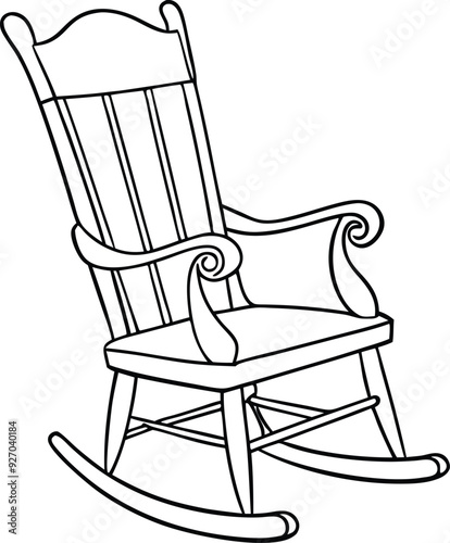 decorative rocking chair line art illustration