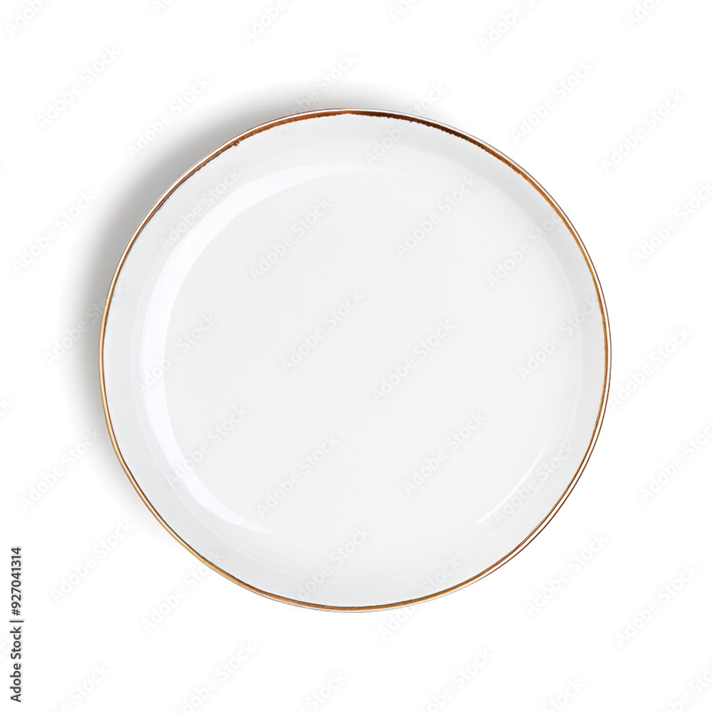 Top View Empty Ceramic Plate On White Background Top View Empty Ceramic Plate On White Background
