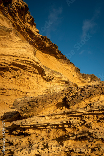 Gerickes Point Coastal Cliffs in sedgefield in the Garden Route magnificent weathered sandstone cliffs are the highest vegetated fossilised dunes in South Africa. photo