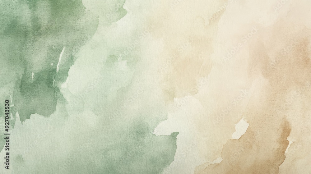 Muted watercolor paper texture with pale green and beige