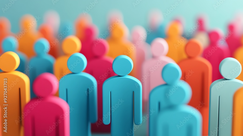 A vibrant group of colorful figures representing diversity and community. Ideal for concepts of teamwork and unity. A vibrant group of colorful figures representing diversity and community. Ideal for concepts of teamwork and unity.