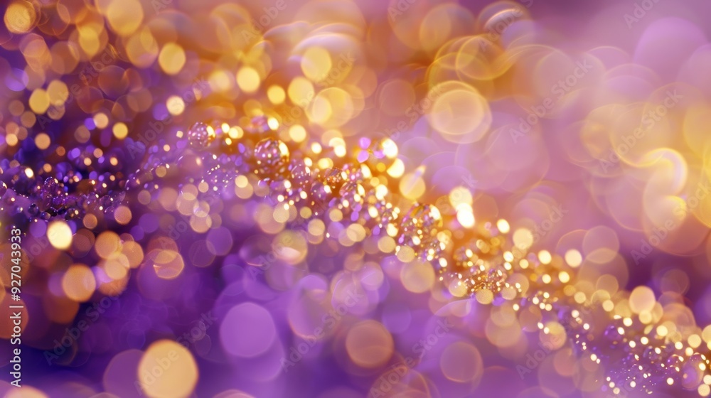 Luxurious gold row with light purple bokeh, elegant and soft glow Luxurious gold row with light purple bokeh, elegant and soft glow