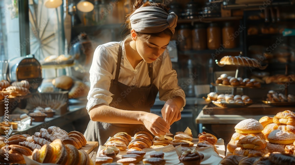 professional pastry decorator at work , baker creating beautiful pastries , behind the scenes of a bakery , cozy bakery with natural light , passionate baker , charming bakery professional pastry decorator at work , baker creating beautiful pastries , behind the scenes of a bakery , cozy bakery with natural light , passionate baker , charming bakery