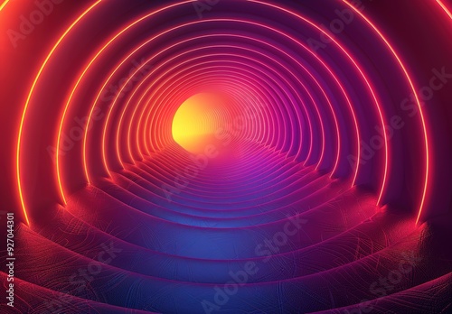 A long tunnel with a yellow light at the end