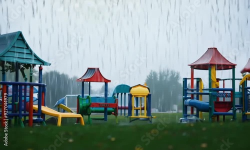 Wallpaper Mural 3d view of rain on playground Torontodigital.ca