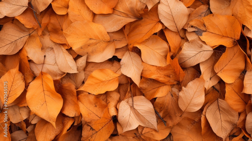 Dry orange leaves overlapping in a detailed natural pattern on the ground Dry orange leaves overlapping in a detailed natural pattern on the ground