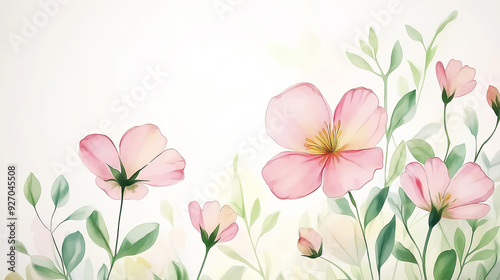 handdrawn painting of cute and beautiful flowers, white background