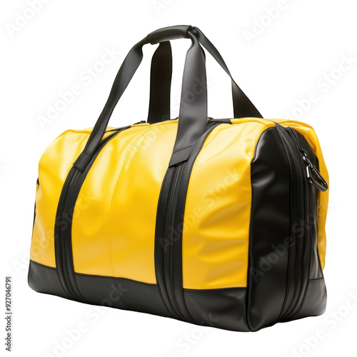 Yellow And Black Gym Bag, Isolated On Transparent Png Background, Ideal Father'S Day Gift For Fitness Enthusiasts . Generative ai