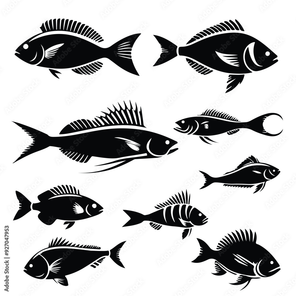 fish illustration design vectors , silhouette arts design fish illustration design vectors , silhouette arts design