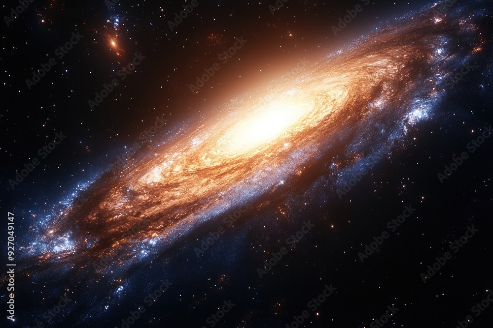 Fototapeta premium A spiral galaxy with bright, glowing stars. Perfect for projects on space, astronomy, or the universe.